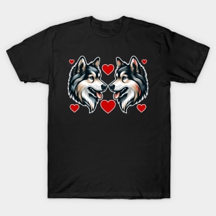 Love Huskies Couple Tee, Cute Dog Lover T-Shirt, Valentines Canine Design, Unisex Adult Clothing, Gift for Pet Owners T-Shirt